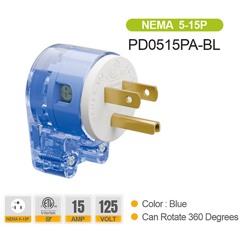 Plugduty NEMA 5-15P Plug Blue